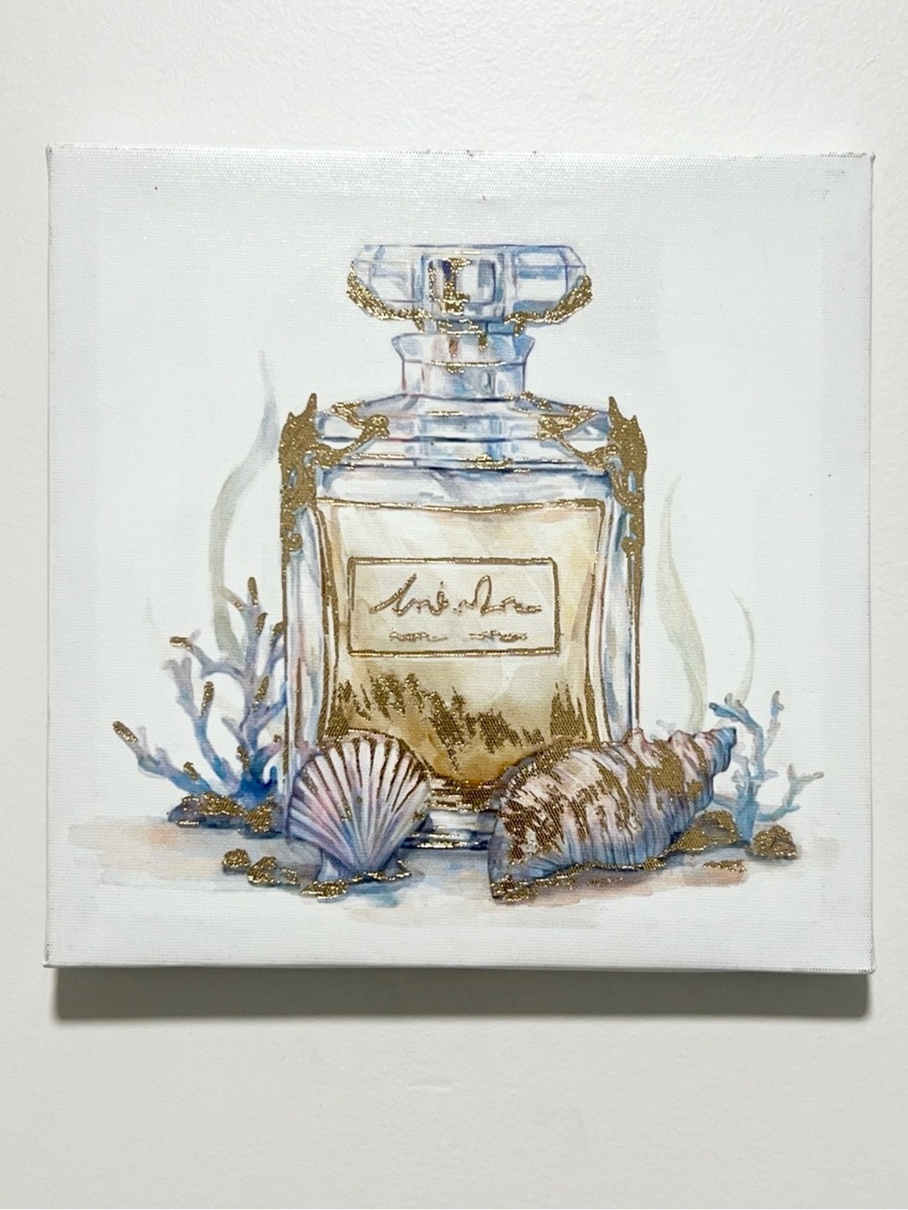 Seashell Perfume Bottle Wall Canvas Decor